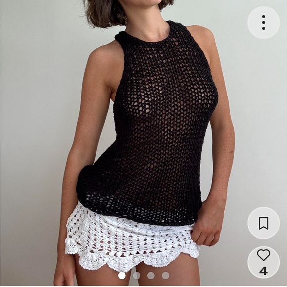 Vince sleeveless black open knit tank top - Picture 1 of 3